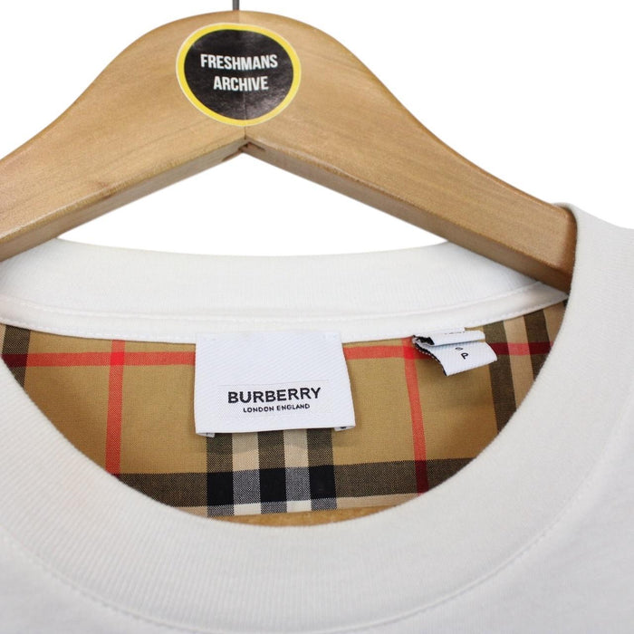 Burberry London White and Tan Brown Carrick Nova Check Short Sleeve T-Shirt