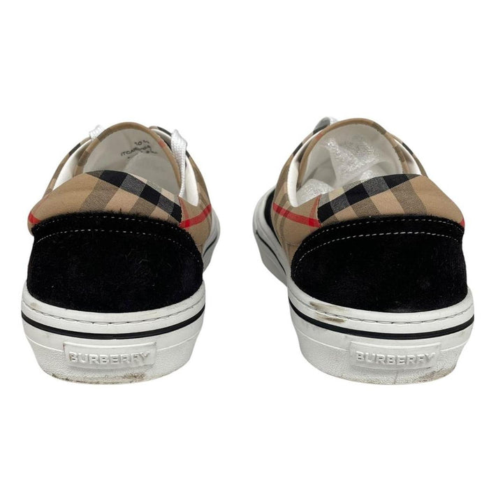 Burberry Wilson Beige and Black Nova Check Suede Low Top Trainers