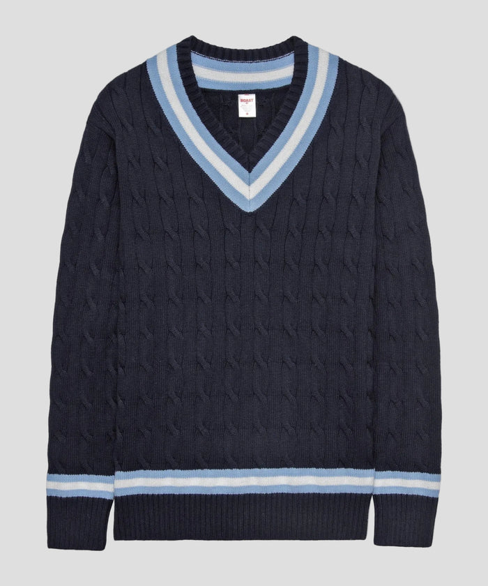 Cable Knit in Navy Light Blue