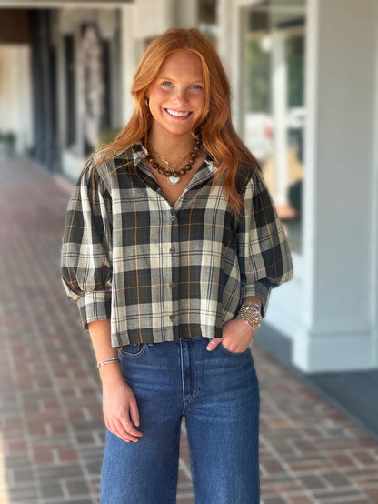 Came Back Better Green Plaid Top
