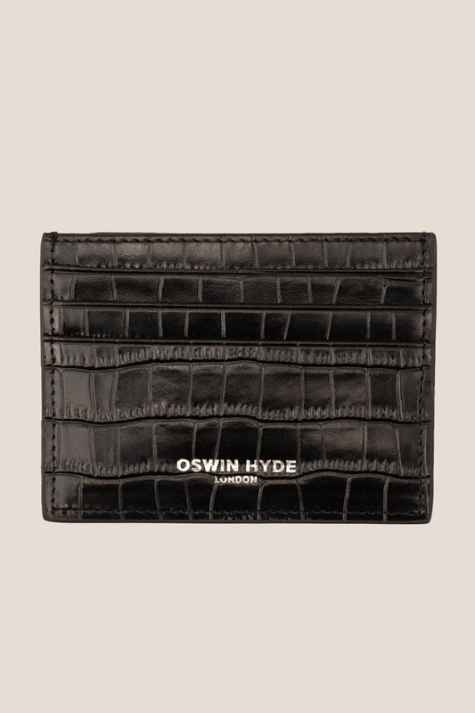 Chancery Black Croc Card Holder | Oswin Hyde