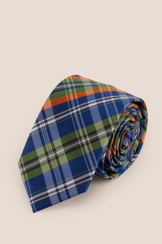 Checks Blue Green tie with classic design, perfect for weddings, office wear, and casual occasions.