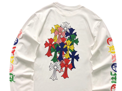 Chrome Hearts Multi Color Cross Cemetery Longsleeve White
