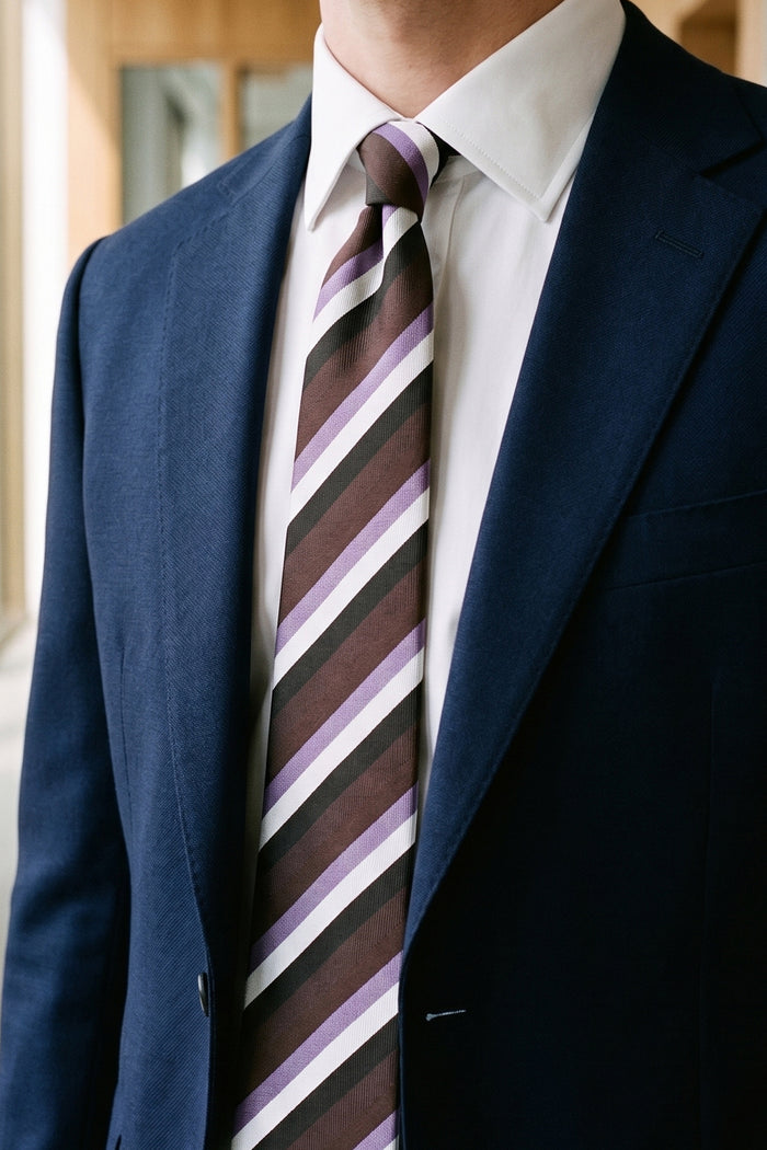 Classic Multi Stripe Bordo tie with luxurious design, ideal for weddings, office wear, and casual events.