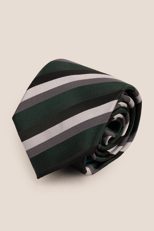 Classic Multi Stripe Green tie with sophisticated design, perfect for weddings, office wear, and formal occasions.