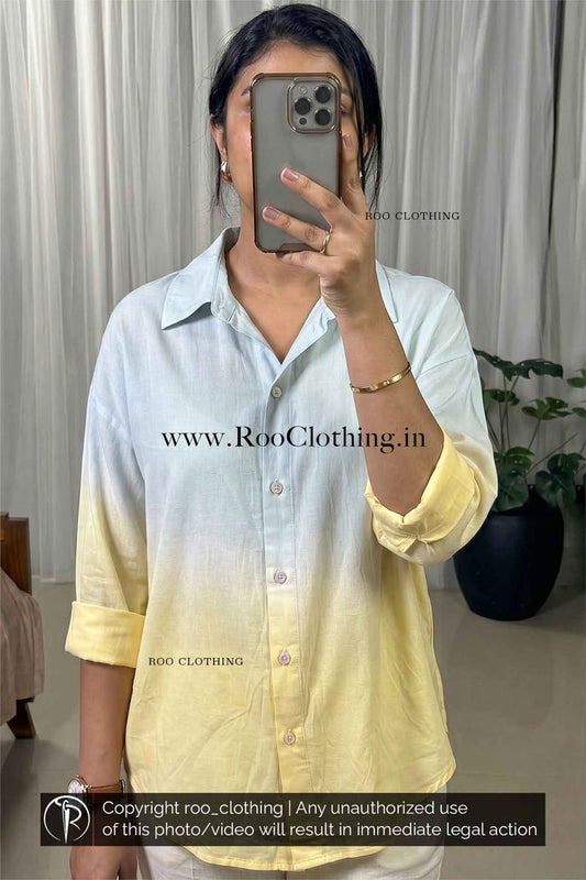 Coastal Lemon Sky Drop-Shoulder Oversized Shirt