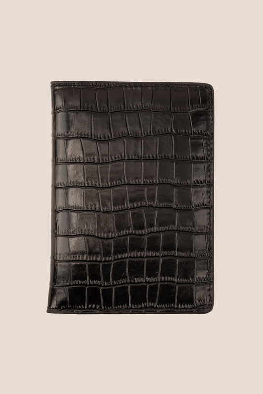 Covent Black Croc Passport Holder | Oswin Hyde