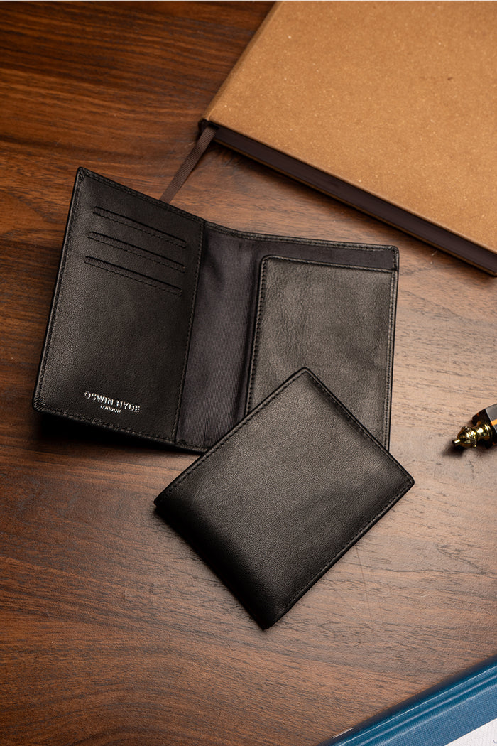 Covent Black Grain Passport Holder | Oswin Hyde