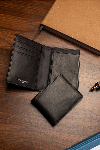 Covent Black Grain Passport Holder | Oswin Hyde