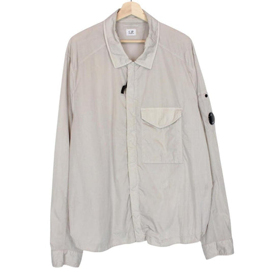 CP Company Beige Chrome-R Nylon Garment Dyed Lens Overshirt Jacket