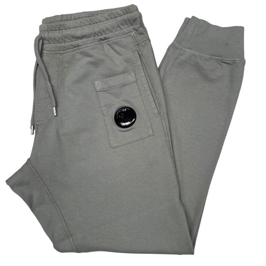 CP Company Green Cotton Diagonal Fleece Lens Tracksuit Bottoms / Joggers
