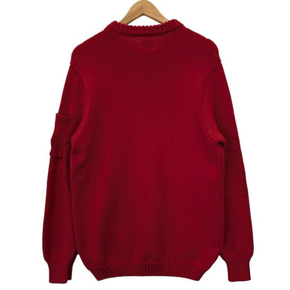CP Company Red Ribbed Cotton Knit Fisherman Style Lens Jumper