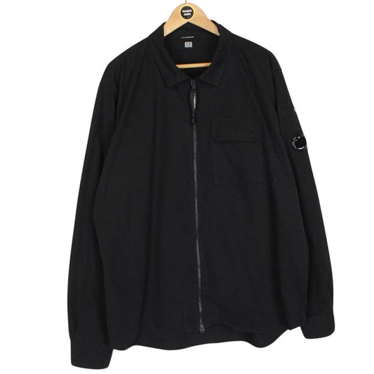 CP Company Black Full Zip Cotton Lens Overshirt Jacket