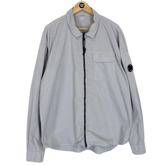 CP Company Grey Full Zip Cotton Lens Overshirt Jacket