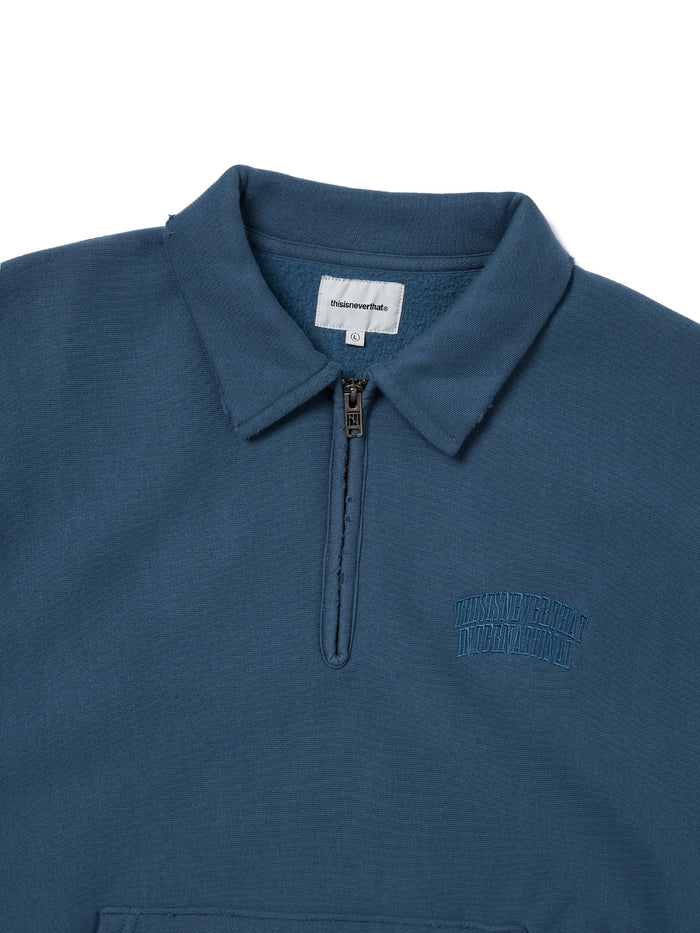 Damaged Half Zip Polo Sweatshirt