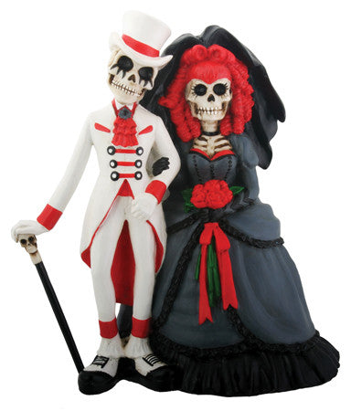 Day of Dead Gothic Wedding Couple. Skeleton Figurine.