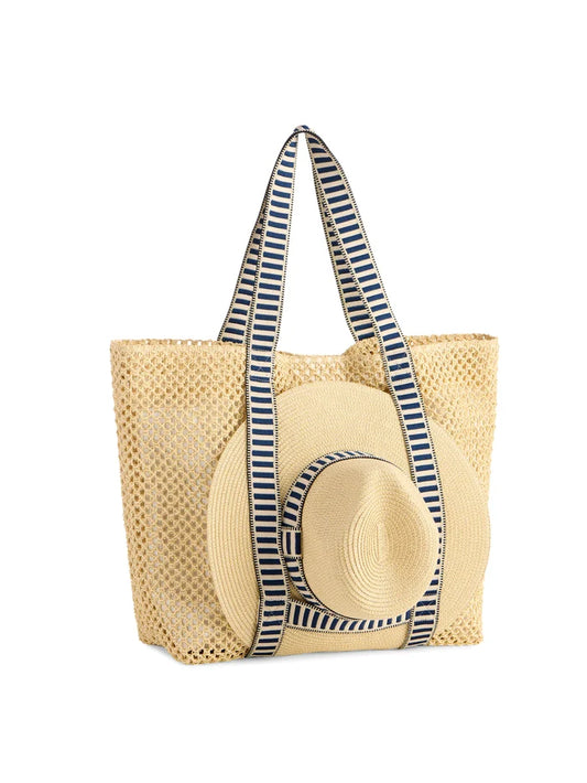 Dorian Tote and Hat Set in Navy