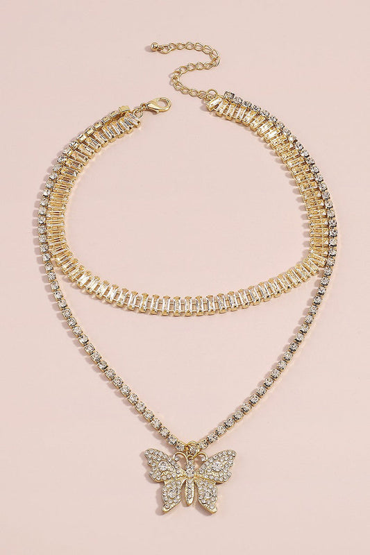 Double Chain Butterfly Necklace