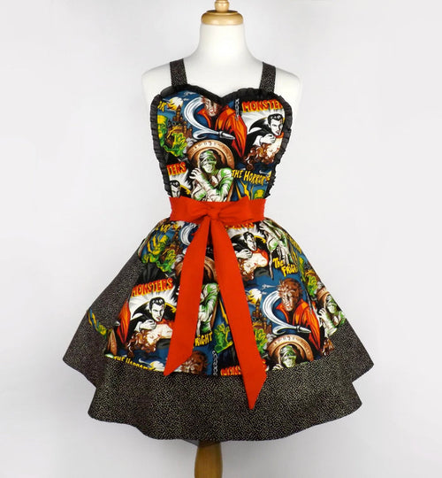 Hollywood Monsters Apron on mannequin