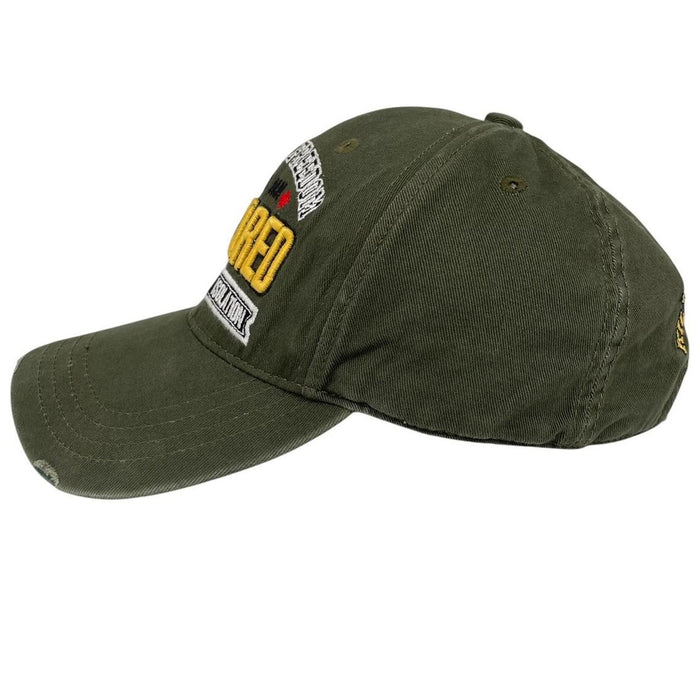 Dsquared2 khaki green baseball cap embroidered Fight For Freedom logo.