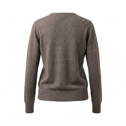 Dunedin Cashmere Woman's 100% Cashmere C Neck Cardigan - Vaper Mid Brown - Heritage Of Scotland - XS