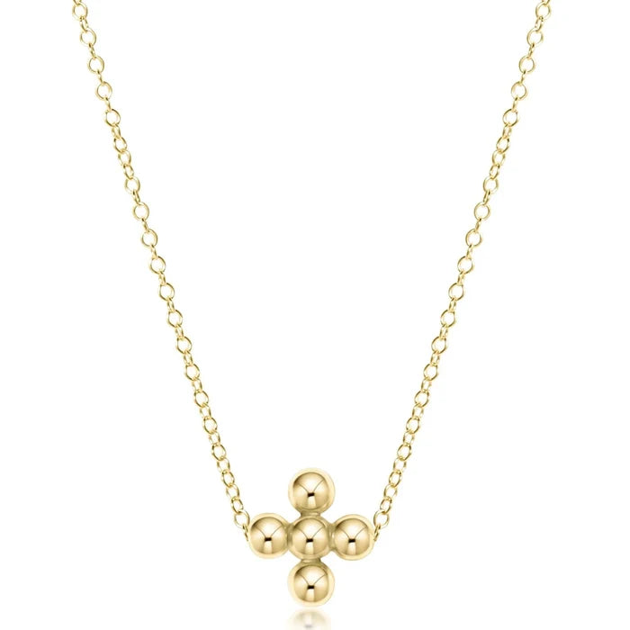 enewton 16" necklace gold - classic beaded signature cross gold - 3mm bead gold
