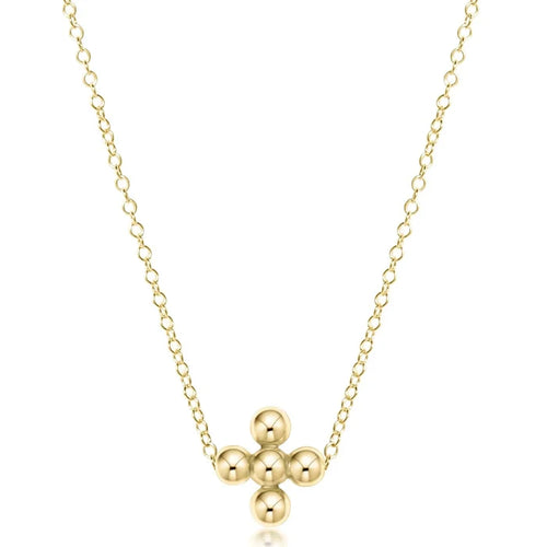 enewton 16" necklace gold - classic beaded signature cross gold - 3mm bead gold