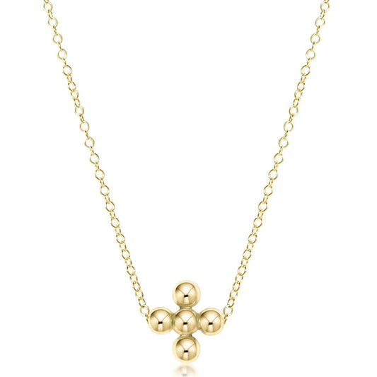 enewton 16" necklace gold - classic beaded signature cross gold - 3mm bead gold