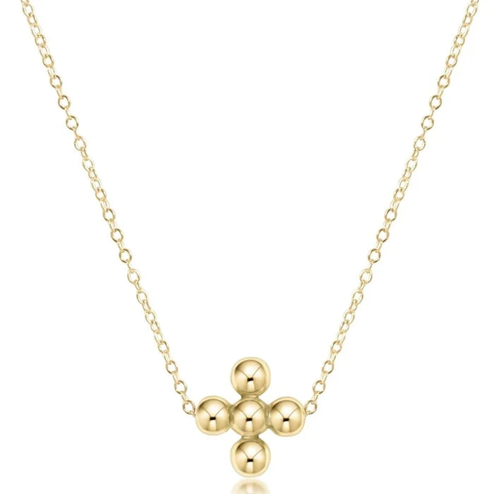 enewton 16" necklace gold - classic beaded signature cross gold - 4mm bead gold