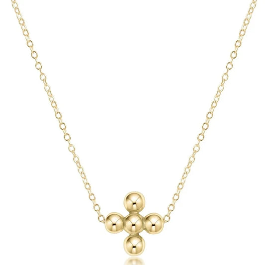 enewton 16" necklace gold - classic beaded signature cross gold - 4mm bead gold