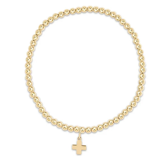 enewton 6.25" Classic Gold 3mm Bracelet - Signature Cross Gold Charm