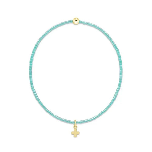 enewton 6.25" Hope Classic Bracelet Signature Cross Small Gold Charm in Sea Glass