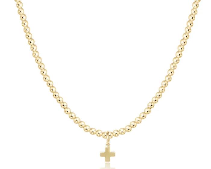 enewton choker classic gold 3mm bead - signature cross gold charm