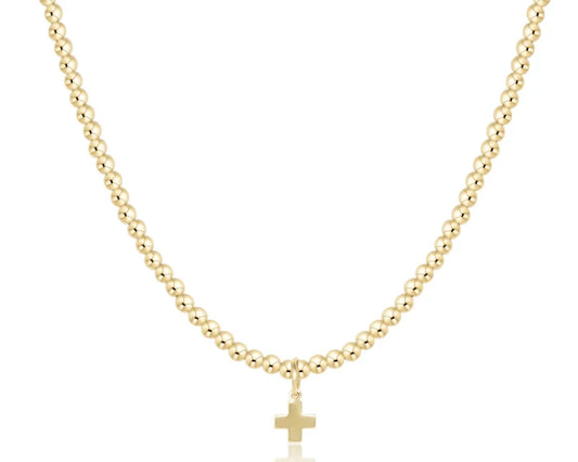enewton choker classic gold 3mm bead - signature cross gold charm