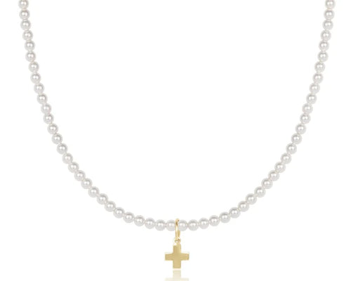 Enewton choker classic pearl 3mm bead - signature cross gold charm