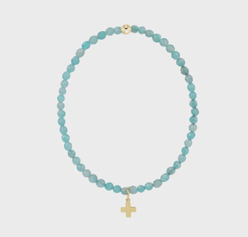 Enewton Classic Amazonite 3mm Bracelet - Signature Cross Gold Charm