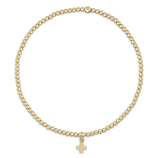 enewton egirl classic gold 2mm bead bracelet - signature cross small gold charm