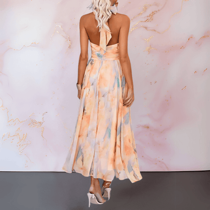 ESTHER | HALTERNECK WATERCOLOUR PRINT DRESS