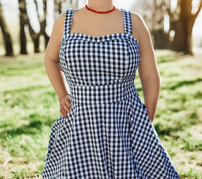 Flirty & Fun Black & White Gingham Dress Full Circle Skirt XS-3XL