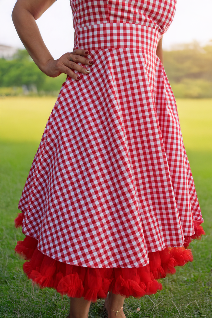 Flirty & Fun Red & White Gingham Dress Full Circle Skirt XS-3XL
