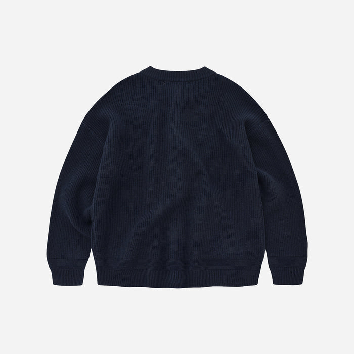 Frizmworks HEAVY WOOL ROUND CARDIGAN - NAVY