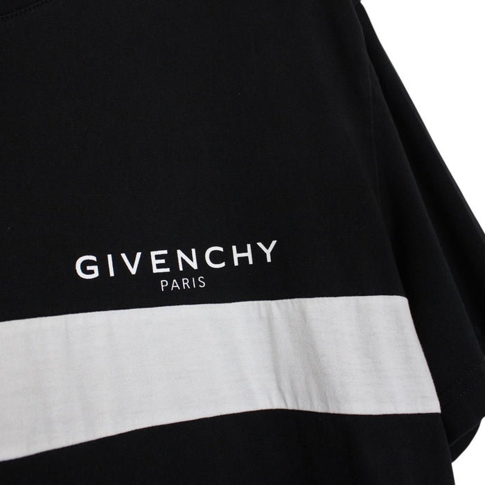 Givenchy Paris Black and White Angle Logo Short Sleeve Cotton T-Shirt