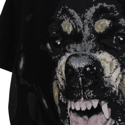 Givenchy black pocket t-shirt featuring multicoloured Rottweiler print and cotton material.