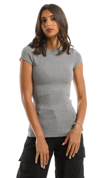 Heather Grey Cap Sleeve Slim Fit T-Shirt - 95796