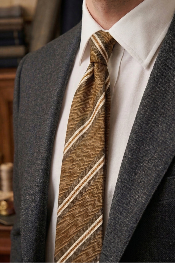 Herringbone Stripes Copper tie with classic design, perfect for weddings, office events, and formal occasions.