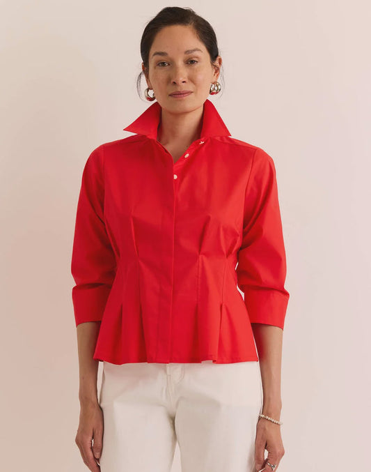 Hinson Wu Martina 3/4 Sleeve Shirt in Poppy