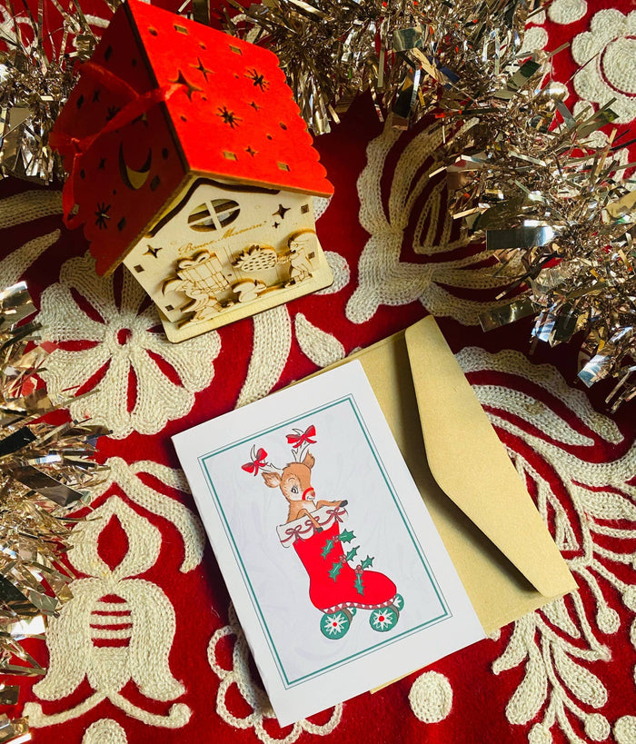 Holiday Skate Stocking Greeting Cards: Retro Santa / Medium - A6