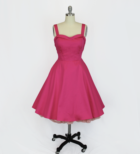 Hot Pink Sweetheart Cocktail Strap Dress w/Pockets XS-3XL