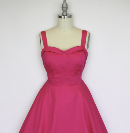 Hot Pink Sweetheart Cocktail Strap Dress w/Pockets XS-3XL