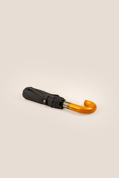 Jasper Black Curved Handle Telescopic Umbrella | Oswin Hyde.